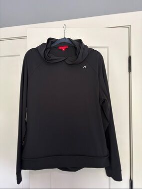 RedVanly Black Hoodie with Red Label - XL with Fire logo on sleeve